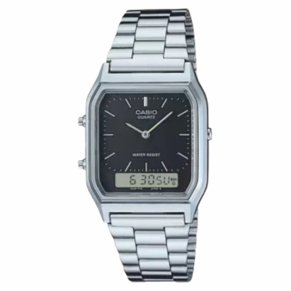 Casio Vintage AQ-230A-1 Silver Stainless Steel Band Men Watch / Women Watch